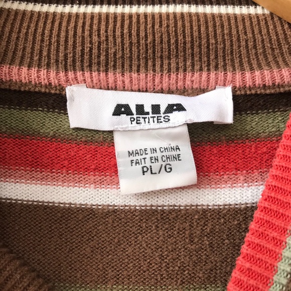 Striped Mock Turtleneck Shirt Sleeve Sweater - Picture 2 of 4